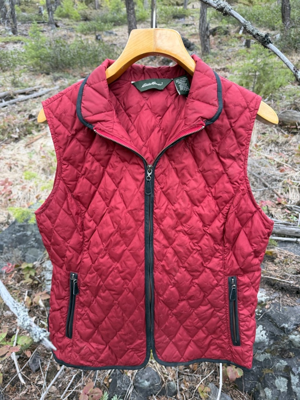 Eddie Bauer Quilted Crimson Red with Black Trim Women’s